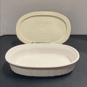 Vintage Corning Ware French White Individual Oval Casserole Baking Dish